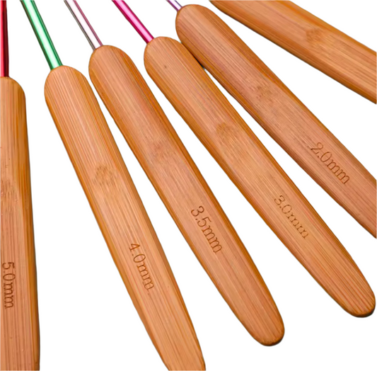 9 Piece Bamboo Crochet Hook Set