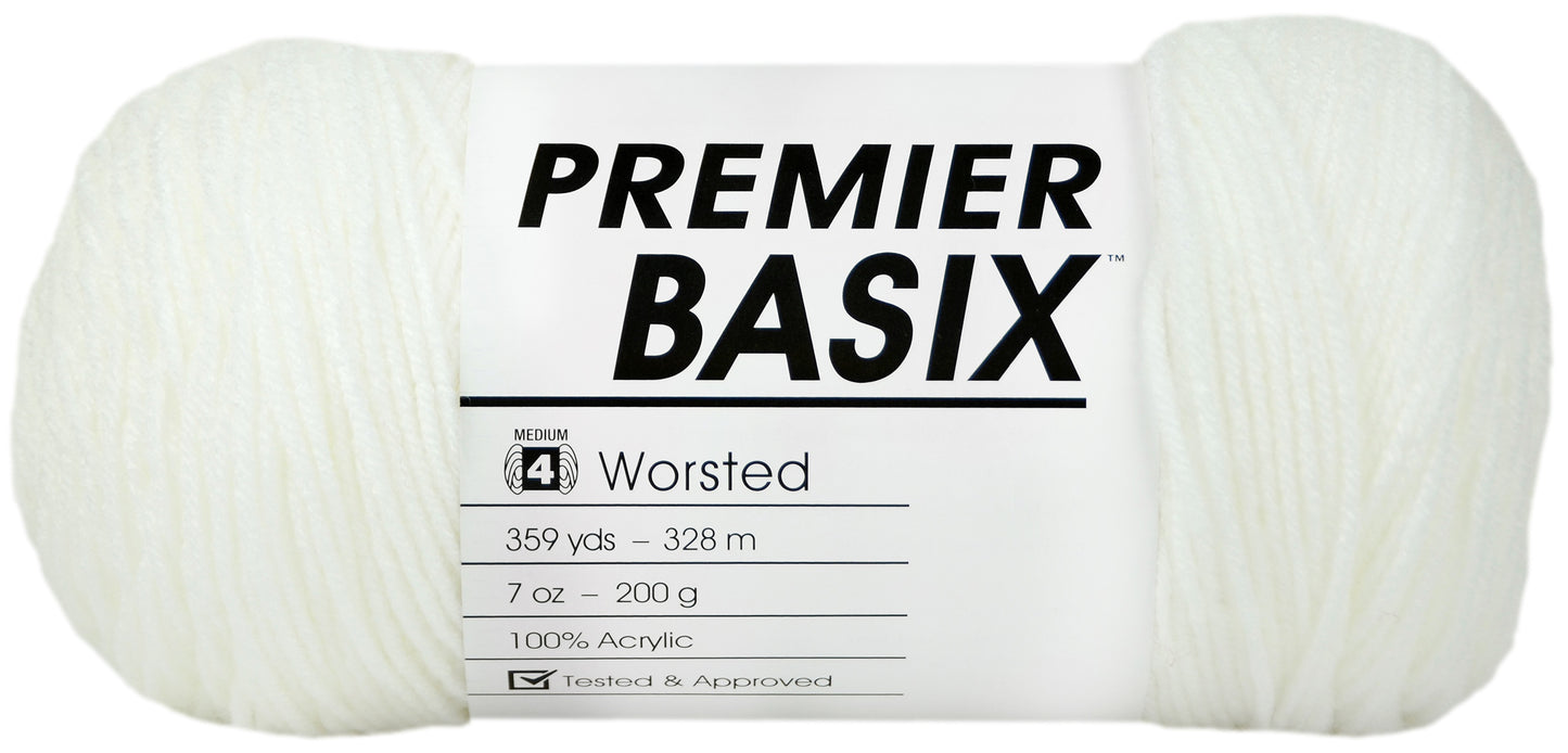 Ball of yarn with 'Premier Basix' label on a white background