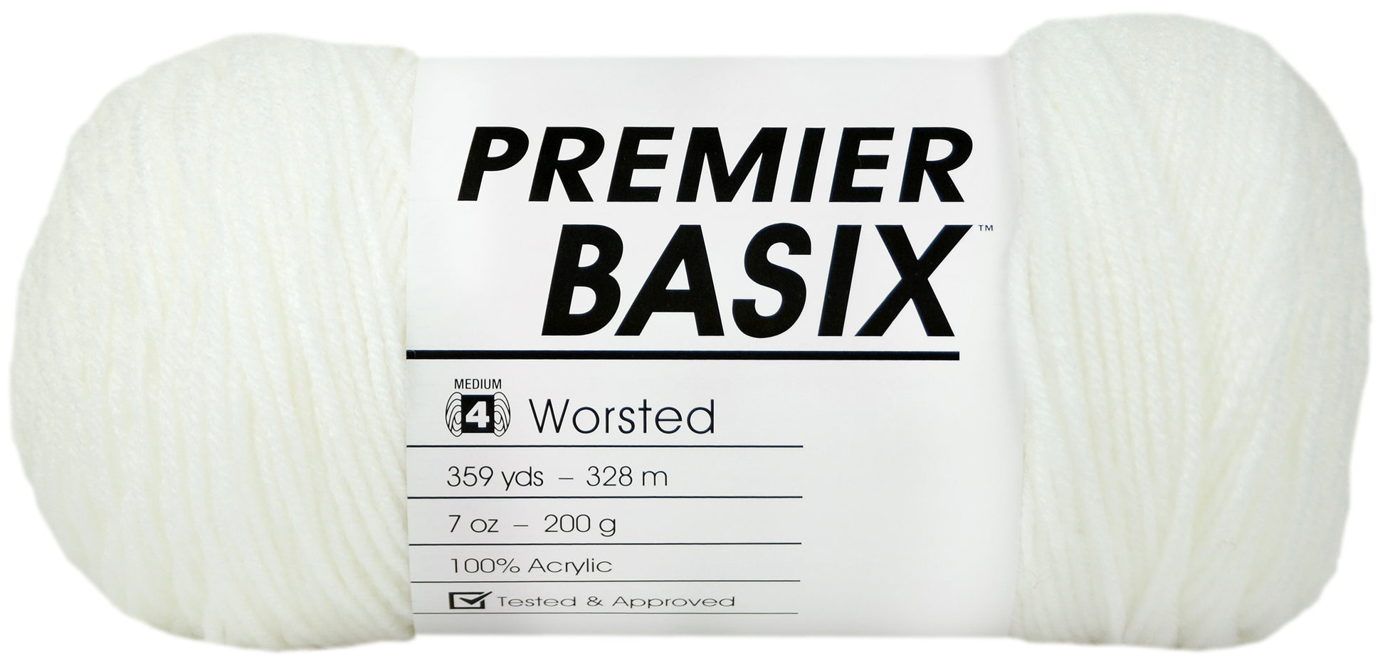 Ball of yarn with 'Premier Basix' label on a white background