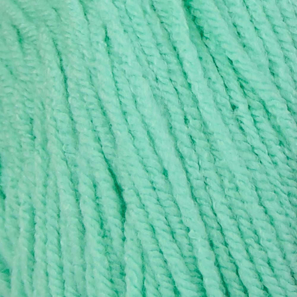Close-up of teal yarn with a textured pattern